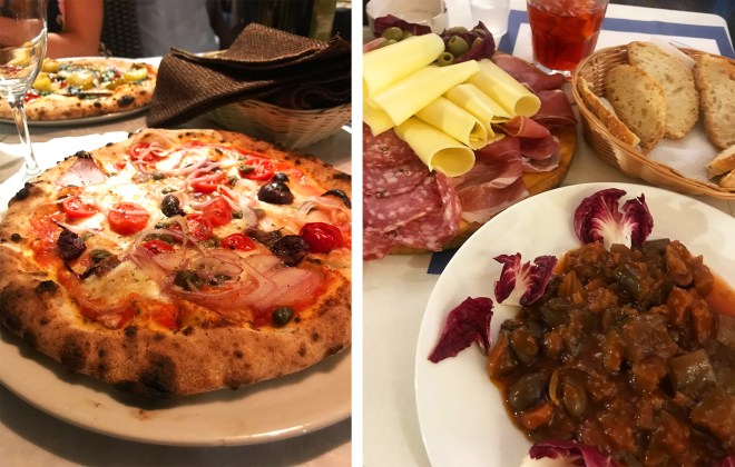 Sicilian pizza and antipasti